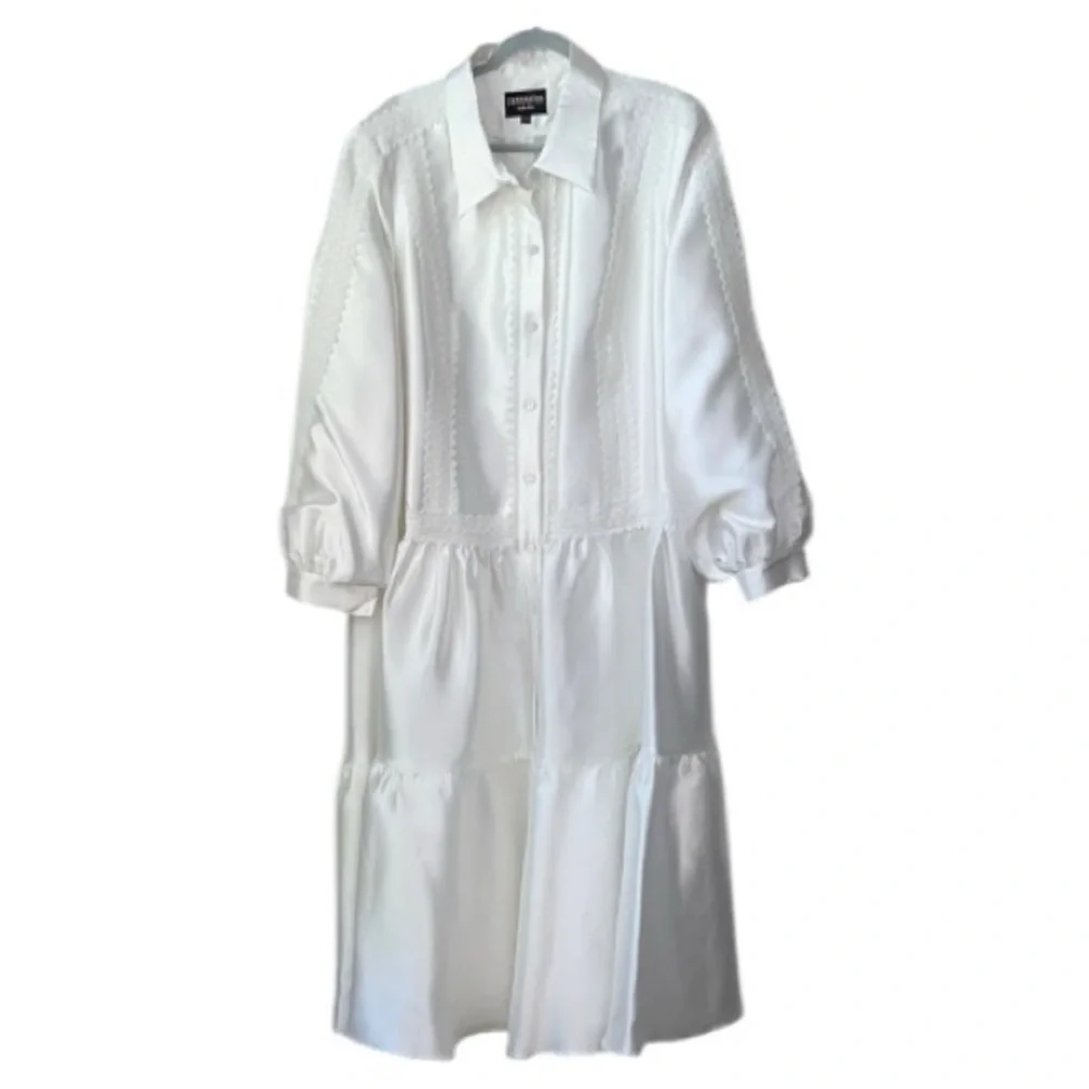 Terramina Collection Church Sunday Best Easter White Long Sleeve Dress Size 20 - Picture 2 of 9